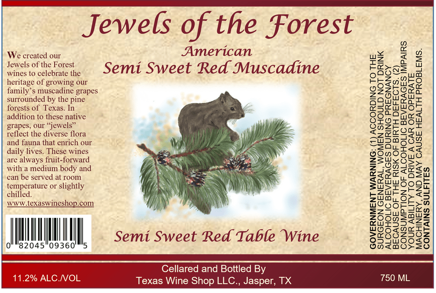 Semi-Sweet Red Muscadine  Wine