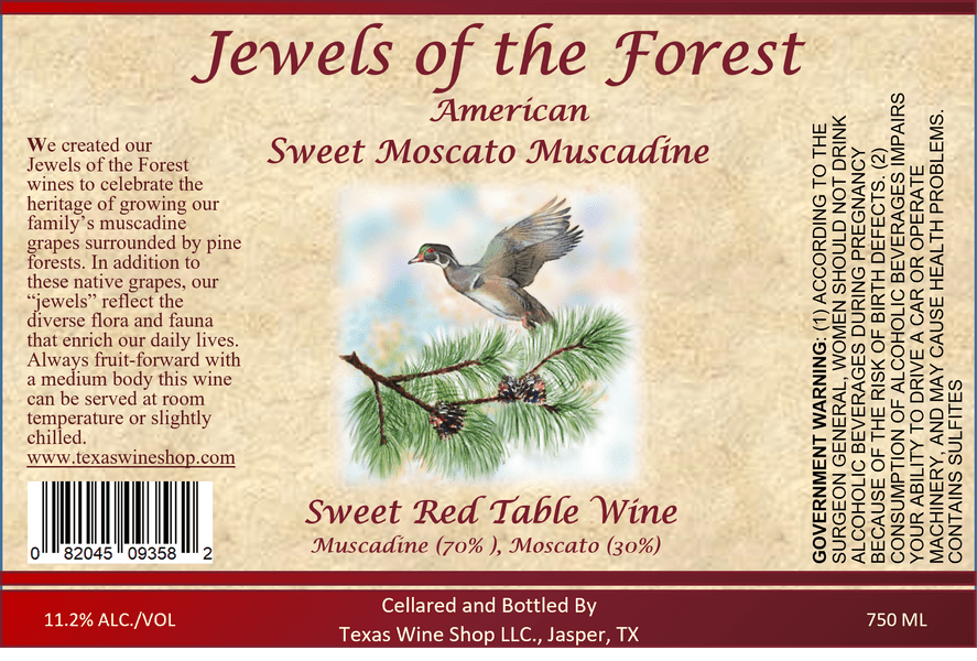 Sweet Red Muscadine Moscato Wine