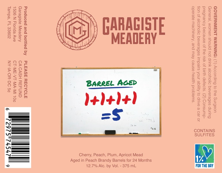 2023 Barrel Aged Peach Brandy 1+1+1+1=5