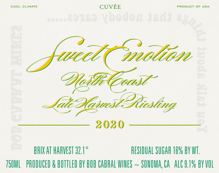 2020 Sweet Emotion, Dessert Riesling, 