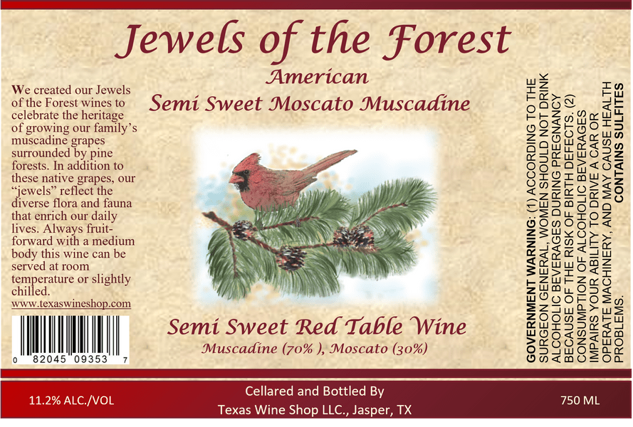 Semi-Sweet Red Muscadine Moscato Wine