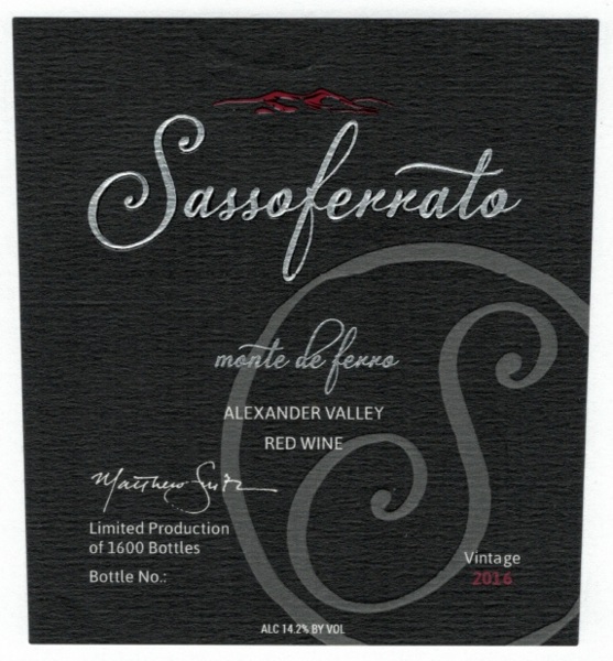 2018 Sassoferrato by Matt Smith Monte de Ferro Alexander Valley Red Wine