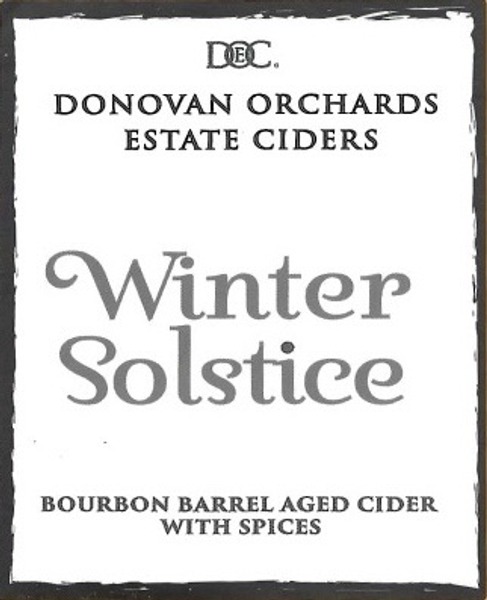 Winter Solstice - 750 ml bottle - Semi dry cider, spiced and bourbon barrel aged.