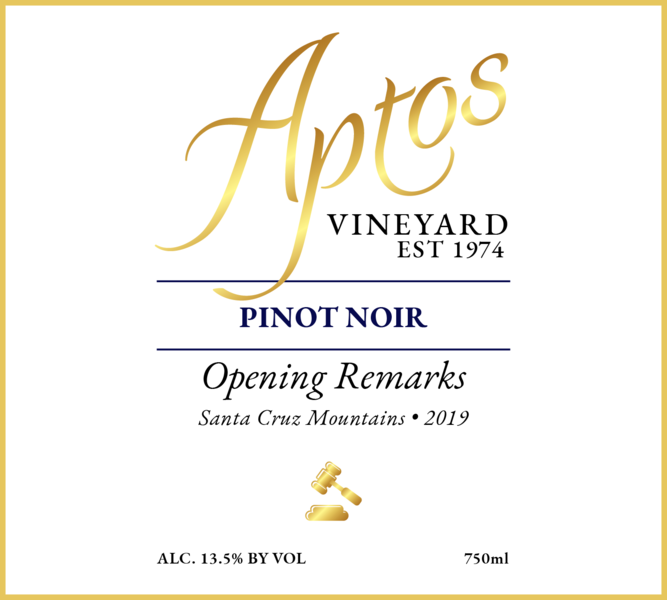 Aptos Vineyard 2019 Pinot Noir, Opening Remarks