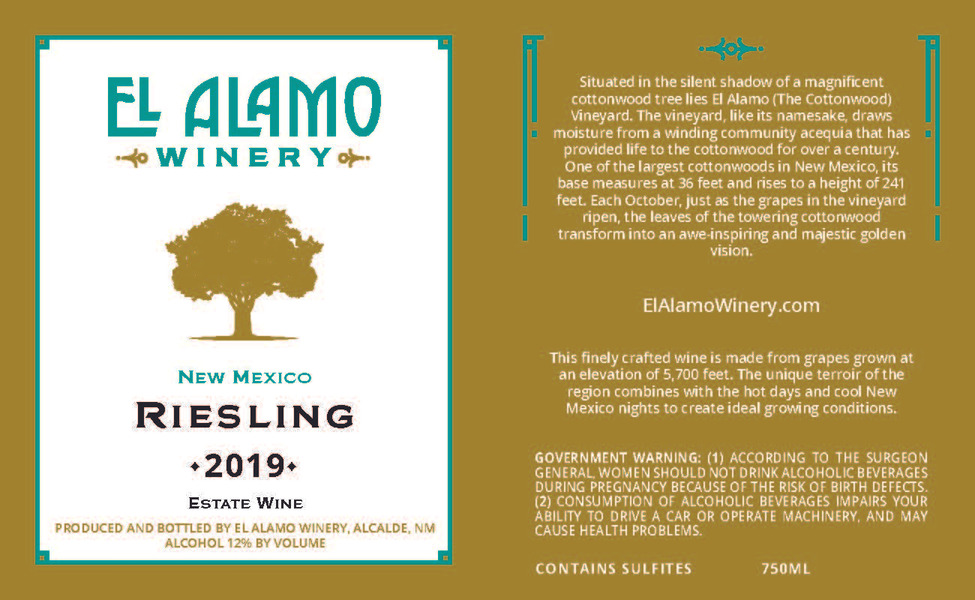 2019 Estate Dry Riesling Wine