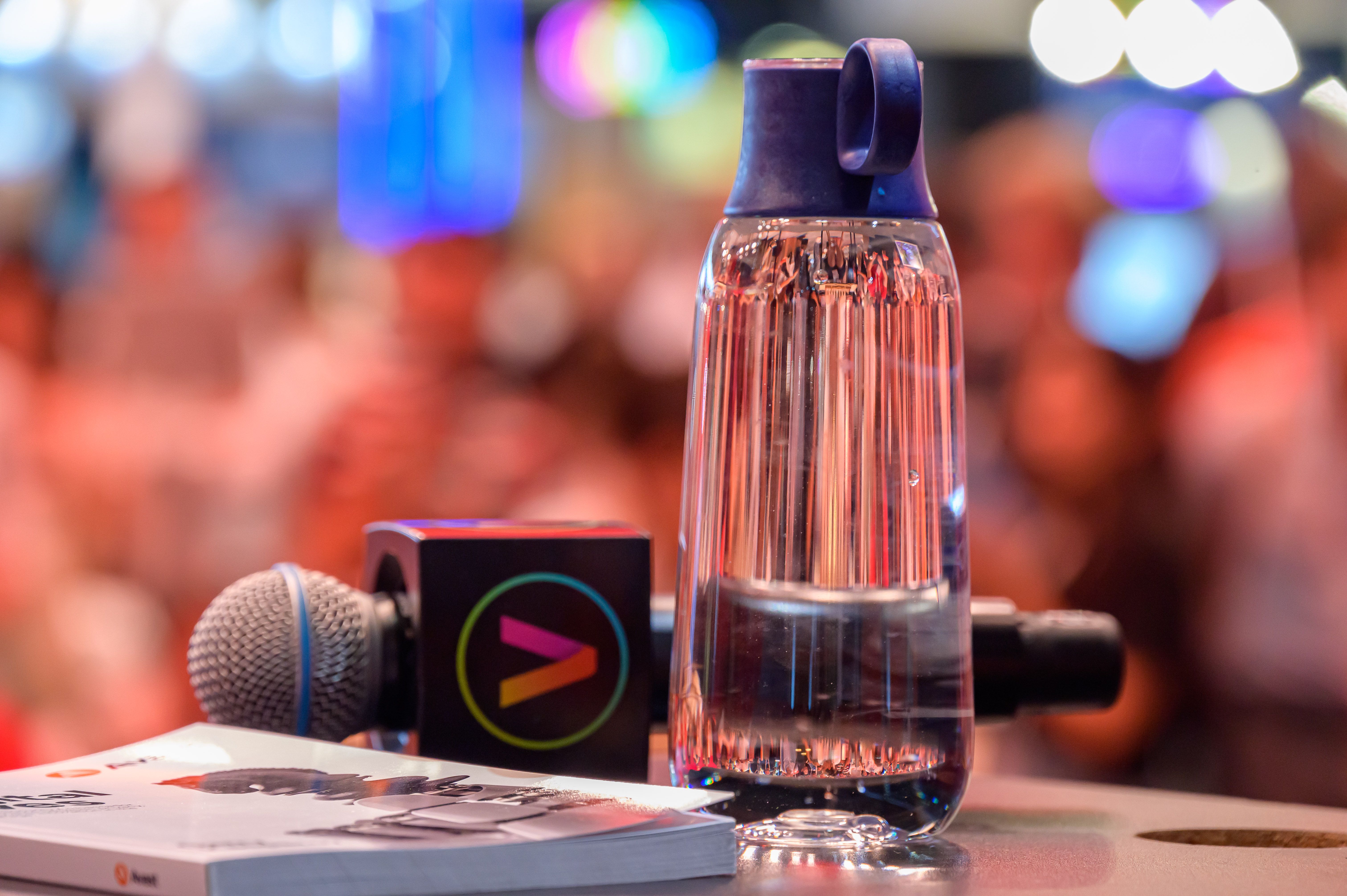 Microphone and water bottle