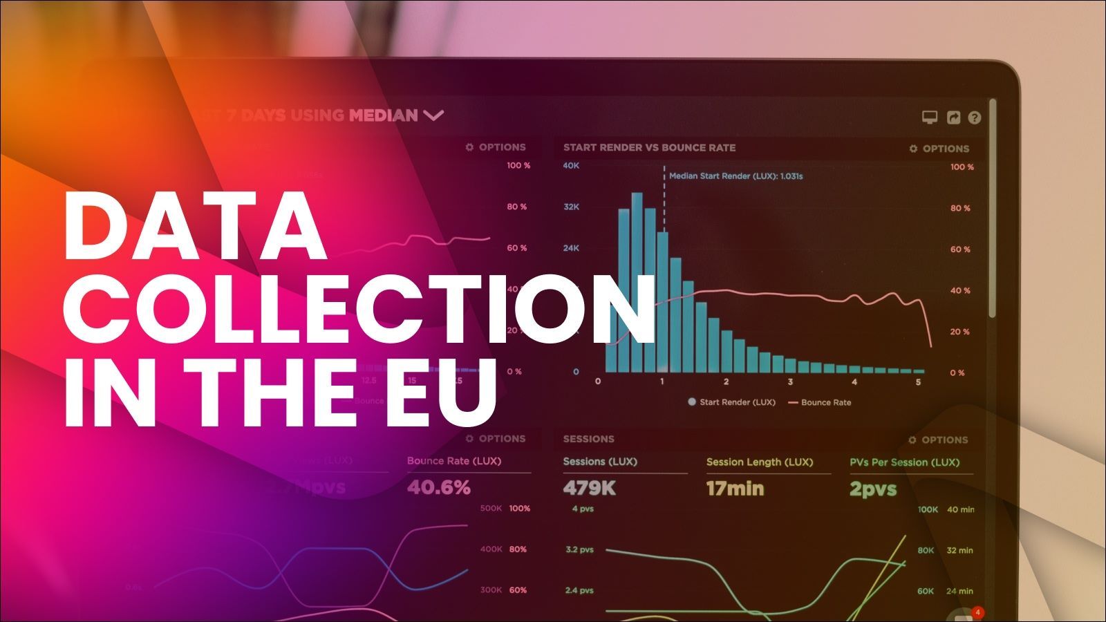 screen with bar graph, with text data collection in the EU