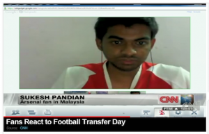 CNN is getting live feedback from a fan based in Malaysia through Google+ hangouts