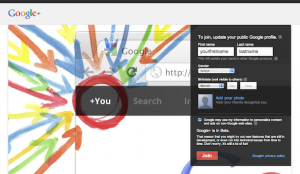 Google+ signup or join page and create profile