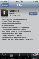 iphone google+ app update screen