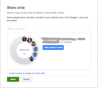 Share a circle dialog in Google+