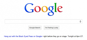 The black eyed peas hangout gets featured on google home page