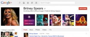 Britney Spears profile on Google+