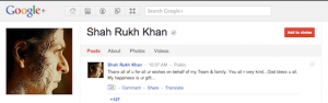 Shahrukh Khan profile on Google+