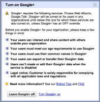 Turn on Google+ message for Google Apps Administrator