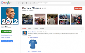 US President Barack Obama page on Google+