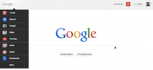 Google+ menu on the search page