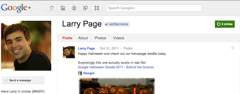 Larry Page profile on Google+