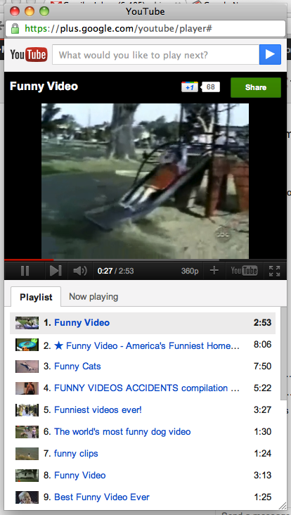 YouTube video player in Google+