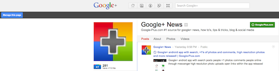 Manage a Google+ Page Made Easy With the Release of a New Button Today!