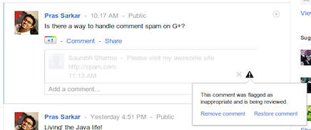 Google+ Comment Spam Moderation System Rolled Out – Spammers Stay Away!