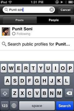 Google+ search in iOS iPhone App