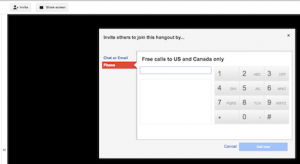 Google+ hangout invite through phone dialog