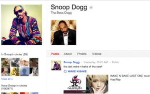 Snoop Dogg has over million+ followers on Google+