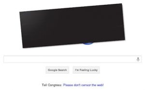 Google home page protesting #SOPA