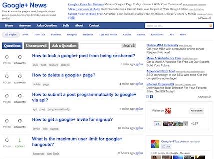 Google+ Question Answers / Forums Added Today!