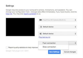 Google+ hangouts fast or slow connections setting