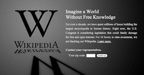 Wikipedia english protesting #SOPA