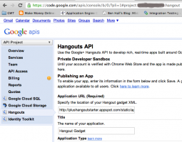 Google API console with Hangouts