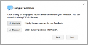 Google+ feedback highlight blackout