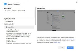 Google+ feedback screenshot preview