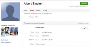 Google contacts appear in Google+ profile