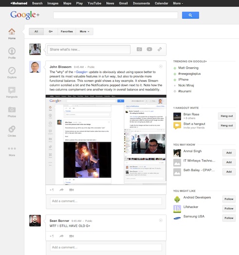 Google+ Gets a Major UI Overhaul, Clean and Crisp : Is Google+ Precursor for the Next Web Operating System?