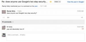 Google+ post with all comments now appears inside gmail