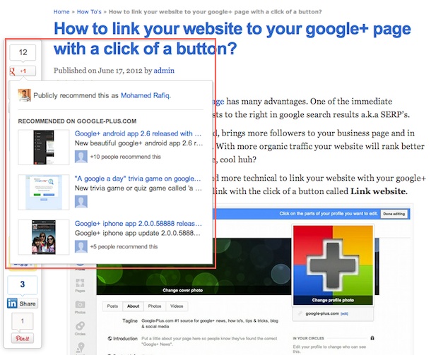 Google +1 Button Recommendations for Your Site Content Coming Soon!