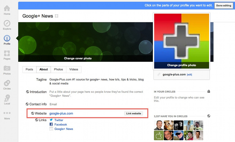 How to Link Your Website to Your Google+ Page With a Click of a Button?