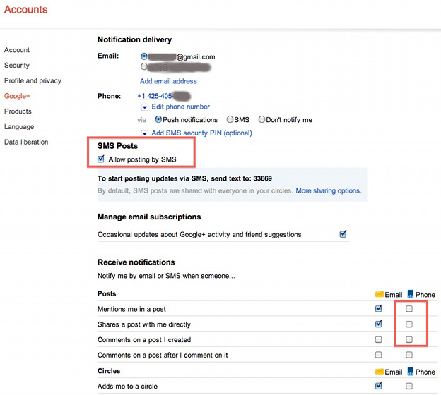 Google+ Sms Commands List to Post by Sms / Texting With Examples