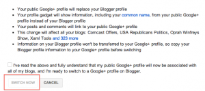 Google+ profile replaces blogspot profile