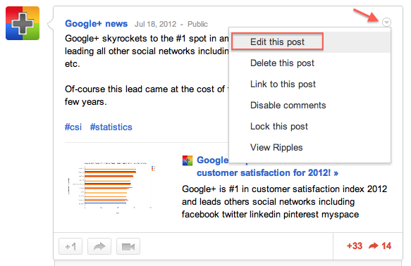 How to Edit a Google+ Post or Comment After Publishing?