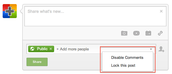 Lock Post, Disable Comments and Notify by Email While Sharing a New Post : New Google+ Share Box Changes