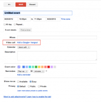 Create event with google+ hangout in calendar