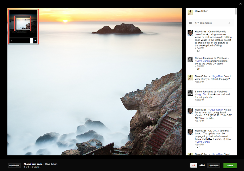 Google+ Lightbox Offers Pan and Zoom Feature on Desktops!