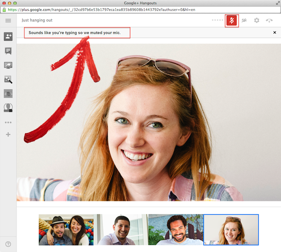 Auto Muting When Someone Types in a Google+ Hangout