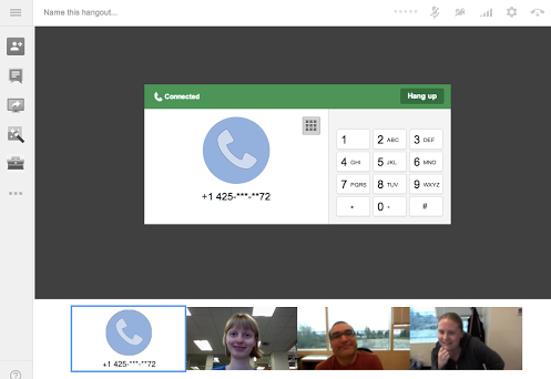 call up to 5 hangout participants via telephone