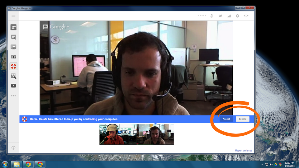 Hangouts Remote Desktop App Helps to Provide Face to Face Technical Support!