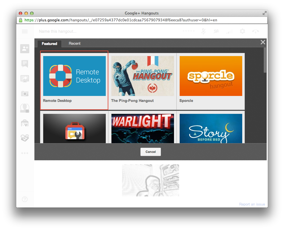 adding remote desktop hangout app